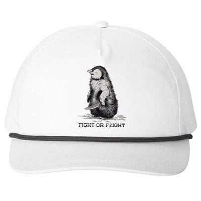 Fight Or Flight Funny Penguin Pun Meme Snapback Five-Panel Rope Hat