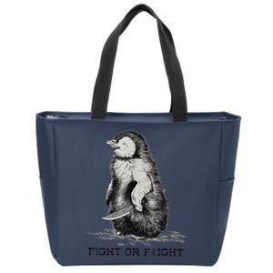 Fight Or Flight Funny Penguin Pun Meme Zip Tote Bag