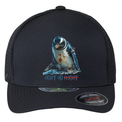Fight Or Flight Funny Penguin Quote Flexfit Unipanel Trucker Cap