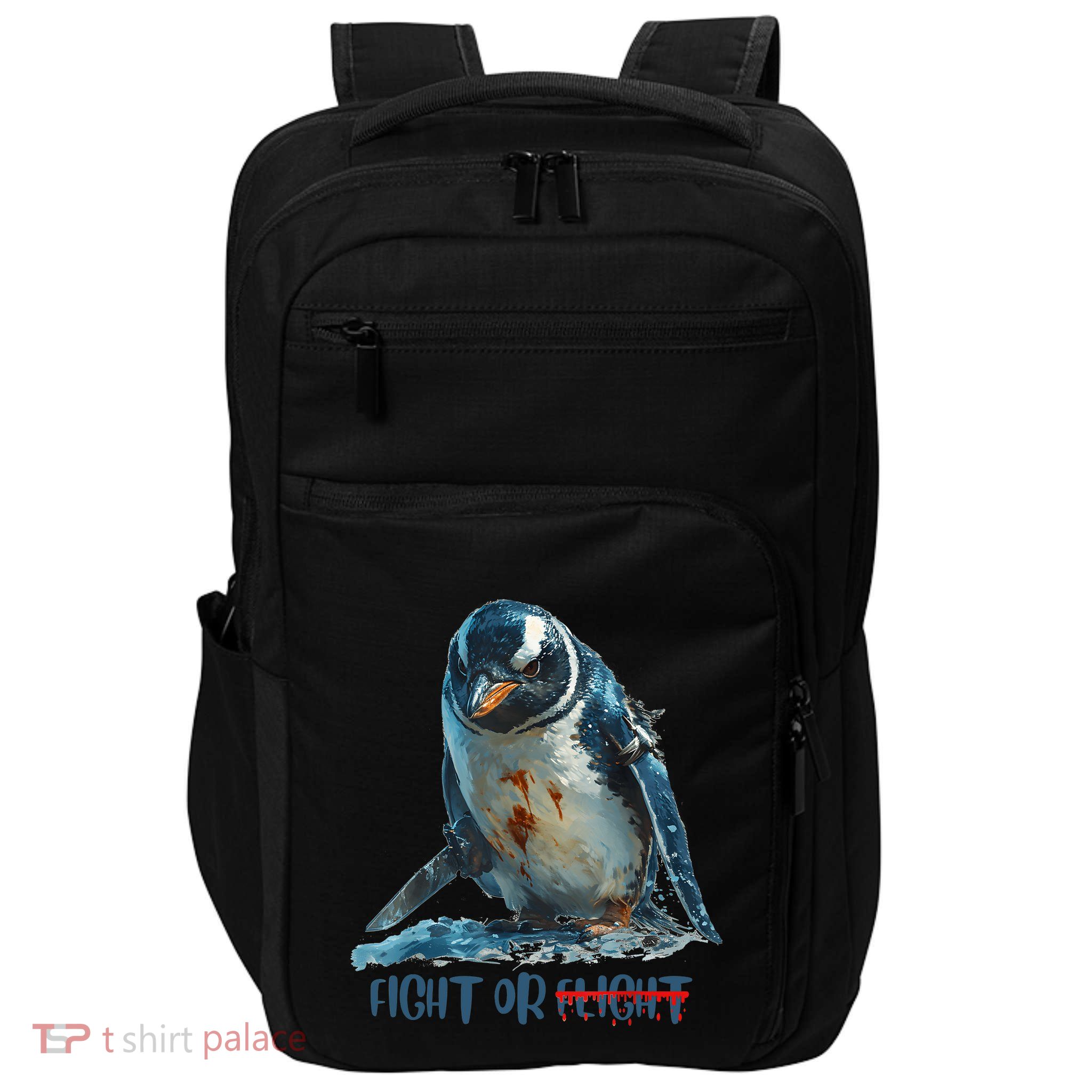 Fight Or Flight Funny Penguin Quote Impact Tech Backpack