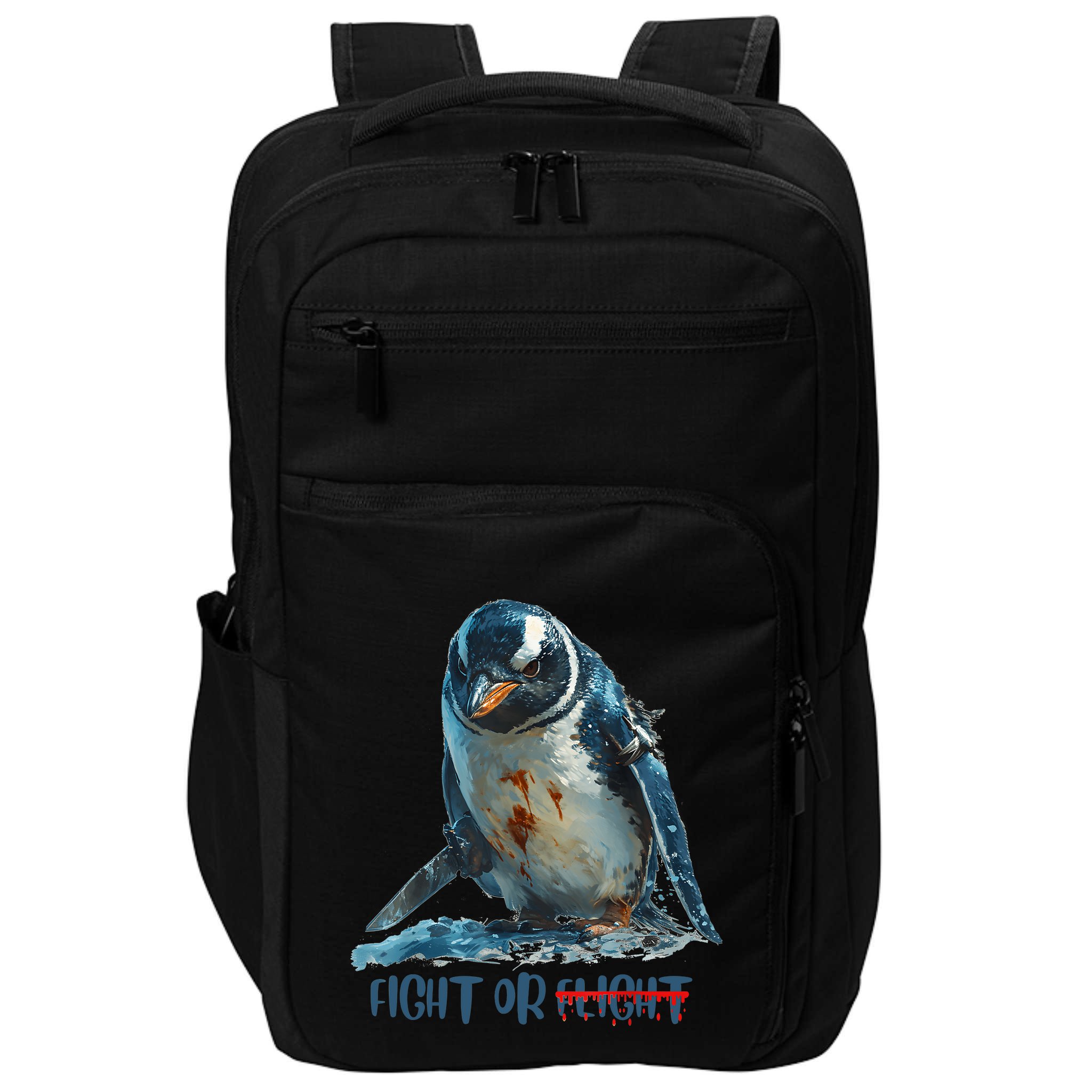 Fight Or Flight Funny Penguin Quote Impact Tech Backpack