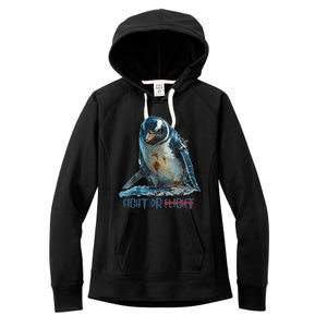 Fight Or Flight Funny Penguin Quote Women's Fleece Hoodie