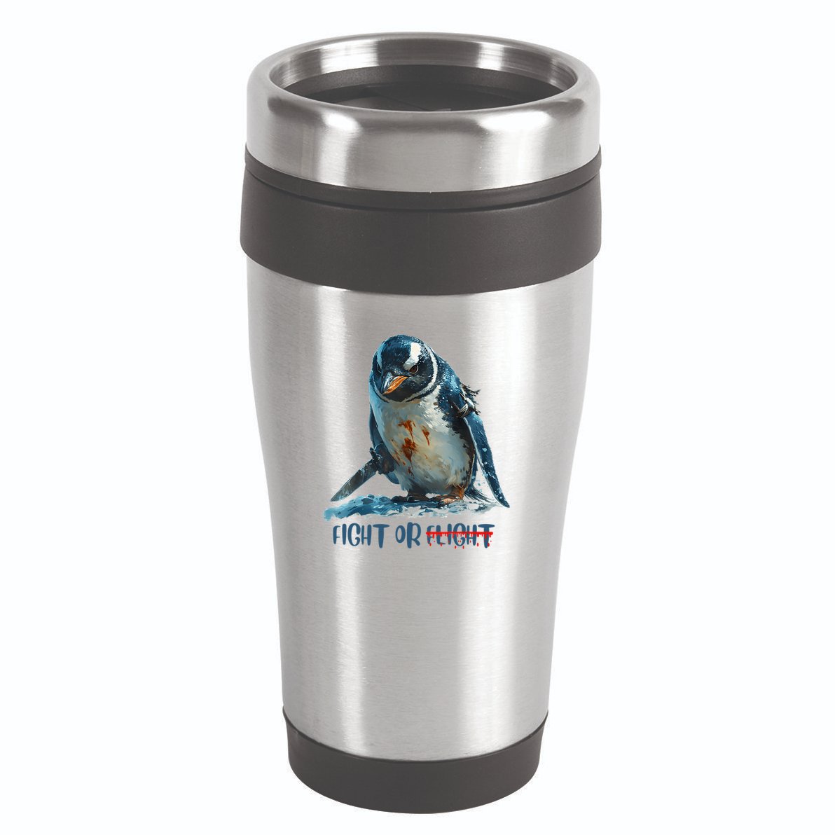 Fight Or Flight Funny Penguin Quote 16oz Travel Tumbler