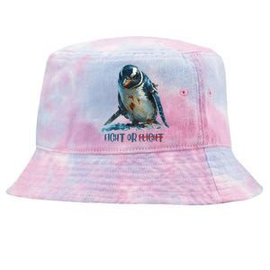 Fight Or Flight Funny Penguin Quote Tie-Dyed Bucket Hat