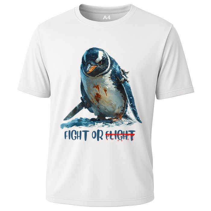 Fight Or Flight Funny Penguin Quote Cooling Performance Crew T-Shirt