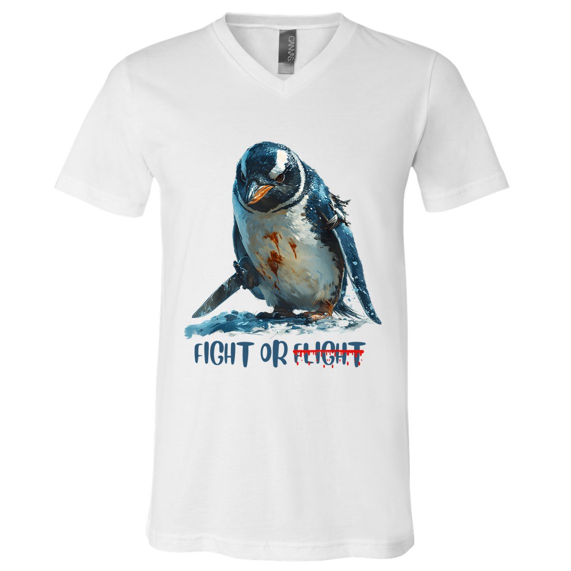 Fight Or Flight Funny Penguin Quote V-Neck T-Shirt