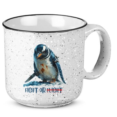 Fight Or Flight Funny Penguin Quote 15oz Campfire Ceramic Mug