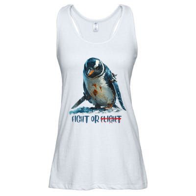 Fight Or Flight Funny Penguin Quote Ladies Essential Flowy Tank