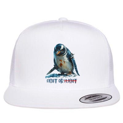 Fight Or Flight Funny Penguin Quote Flatbill Hat