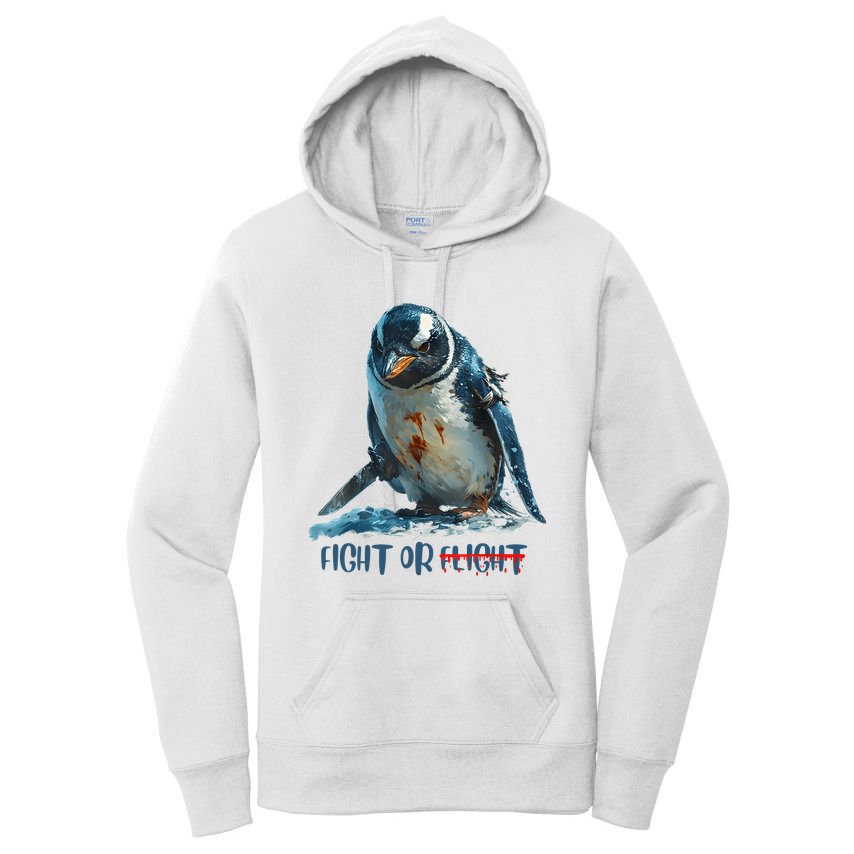 Fight Or Flight Funny Penguin Quote Women's Pullover Hoodie