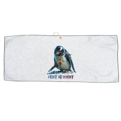 Fight Or Flight Funny Penguin Quote Large Microfiber Waffle Golf Towel