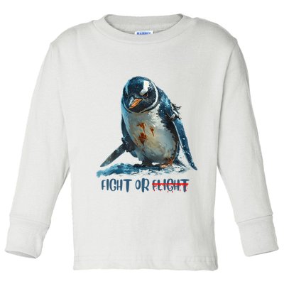 Fight Or Flight Funny Penguin Quote Toddler Long Sleeve Shirt
