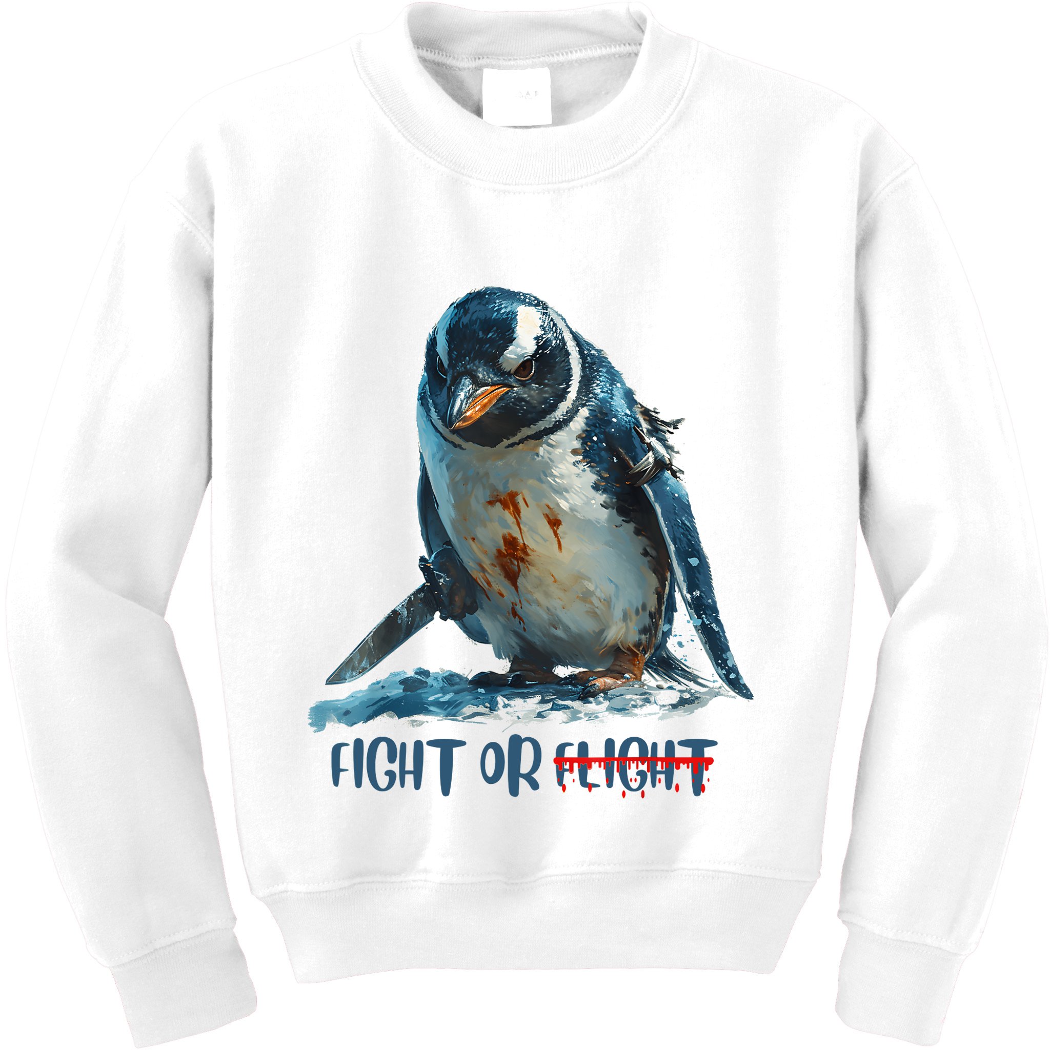 Fight Or Flight Funny Penguin Quote Kids Sweatshirt