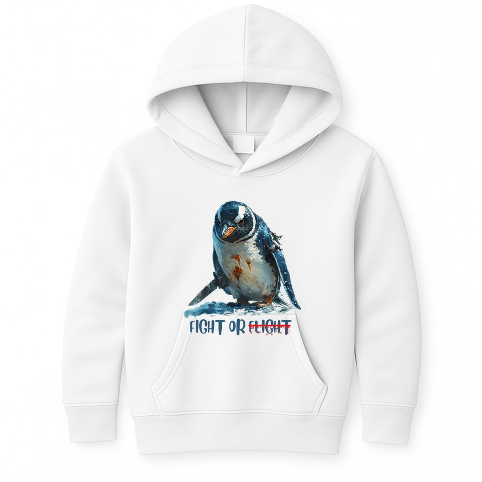 Fight Or Flight Funny Penguin Quote Kids Hoodie