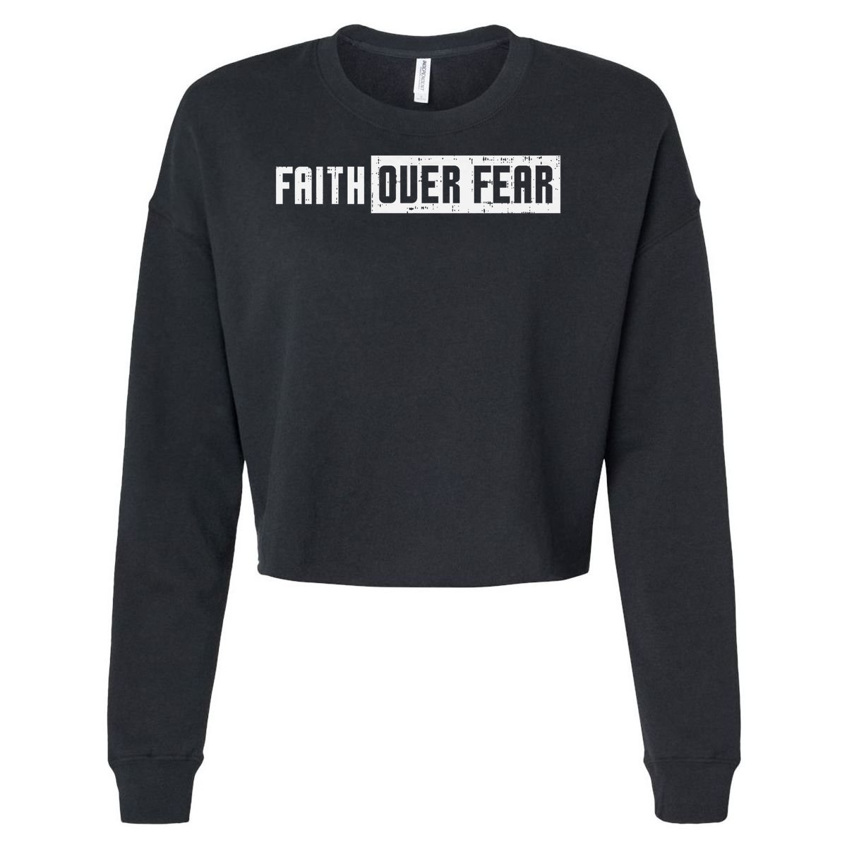 Faith Over Fear Jesus Christian Catholic Religion God Gift Cropped Pullover Crew