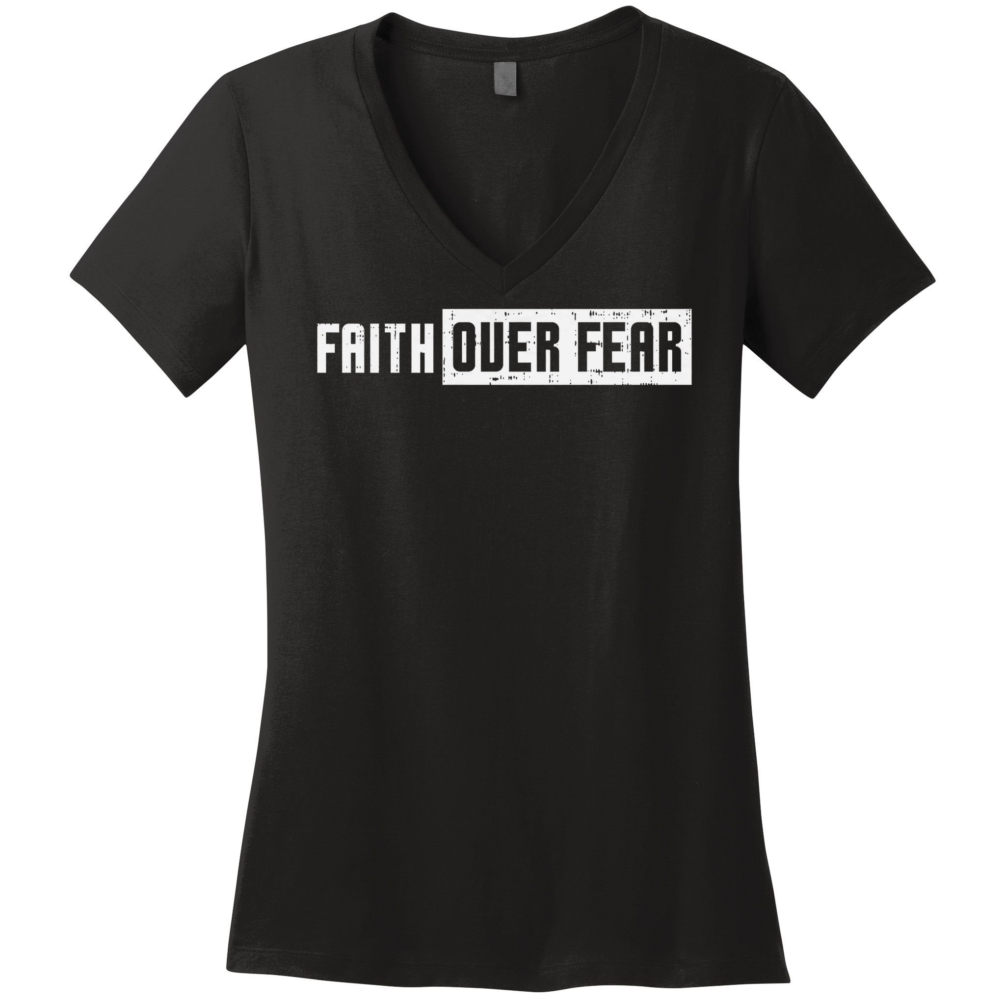 Faith Over Fear Jesus Christian Catholic Religion God Gift Women's V-Neck T-Shirt