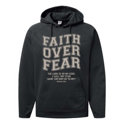 Faith Over Fear Bible Verse Motivational Christian Print Performance Fleece Hoodie