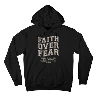 Faith Over Fear Bible Verse Motivational Christian Print Hoodie