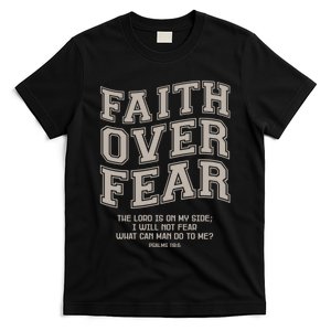 Faith Over Fear Bible Verse Motivational Christian Print T-Shirt