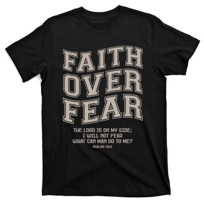 Faith Over Fear Bible Verse Motivational Christian Print T-Shirt