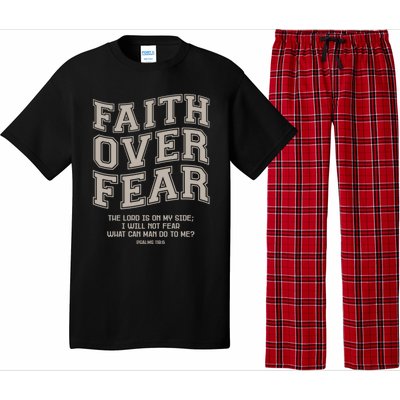 Faith Over Fear Bible Verse Motivational Christian Print Pajama Set