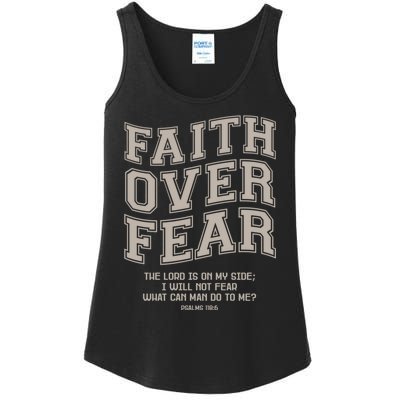 Faith Over Fear Bible Verse Motivational Christian Print Ladies Essential Tank