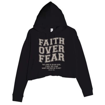 Faith Over Fear Bible Verse Motivational Christian Print Crop Fleece Hoodie