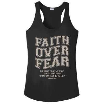 Faith Over Fear Bible Verse Motivational Christian Print Ladies PosiCharge Competitor Racerback Tank