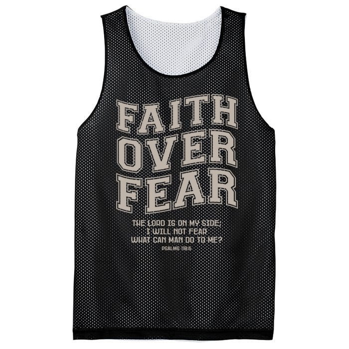 Faith Over Fear Bible Verse Motivational Christian Print Mesh Reversible Basketball Jersey Tank