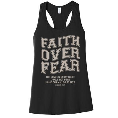 Faith Over Fear Bible Verse Motivational Christian Print Women's Racerback Tank