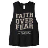 Faith Over Fear Bible Verse Motivational Christian Print Women's Racerback Cropped Tank