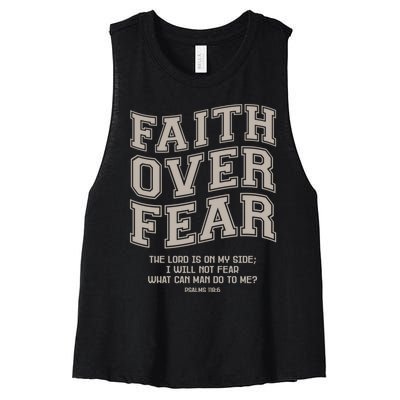 Faith Over Fear Bible Verse Motivational Christian Print Women's Racerback Cropped Tank