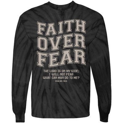 Faith Over Fear Bible Verse Motivational Christian Print Tie-Dye Long Sleeve Shirt