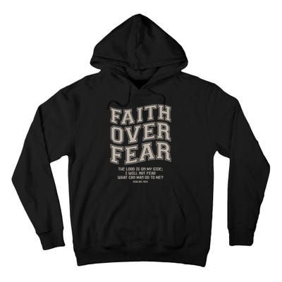 Faith Over Fear Bible Verse Motivational Christian Print Tall Hoodie