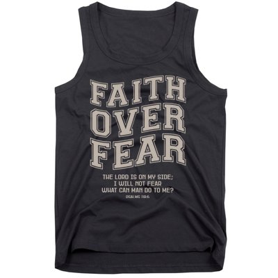 Faith Over Fear Bible Verse Motivational Christian Print Tank Top