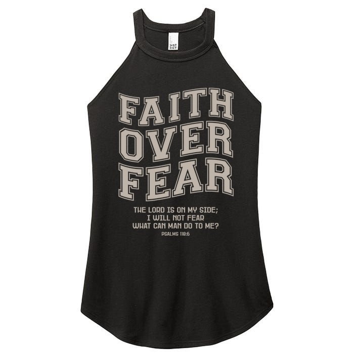 Faith Over Fear Bible Verse Motivational Christian Print Women's Perfect Tri Rocker Tank