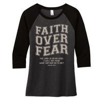 Faith Over Fear Bible Verse Motivational Christian Print Women's Tri-Blend 3/4-Sleeve Raglan Shirt