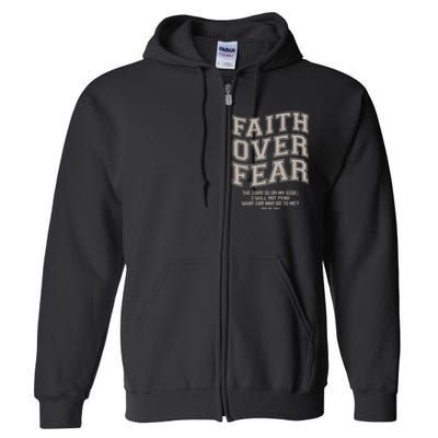 Faith Over Fear Bible Verse Motivational Christian Print Full Zip Hoodie