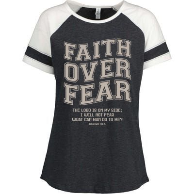 Faith Over Fear Bible Verse Motivational Christian Print Enza Ladies Jersey Colorblock Tee