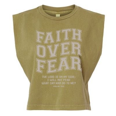 Faith Over Fear Bible Verse Motivational Christian Print Garment-Dyed Women's Muscle Tee