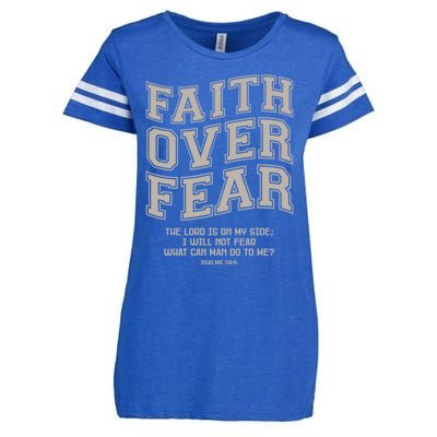 Faith Over Fear Bible Verse Motivational Christian Print Enza Ladies Jersey Football T-Shirt