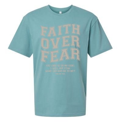 Faith Over Fear Bible Verse Motivational Christian Print Sueded Cloud Jersey T-Shirt