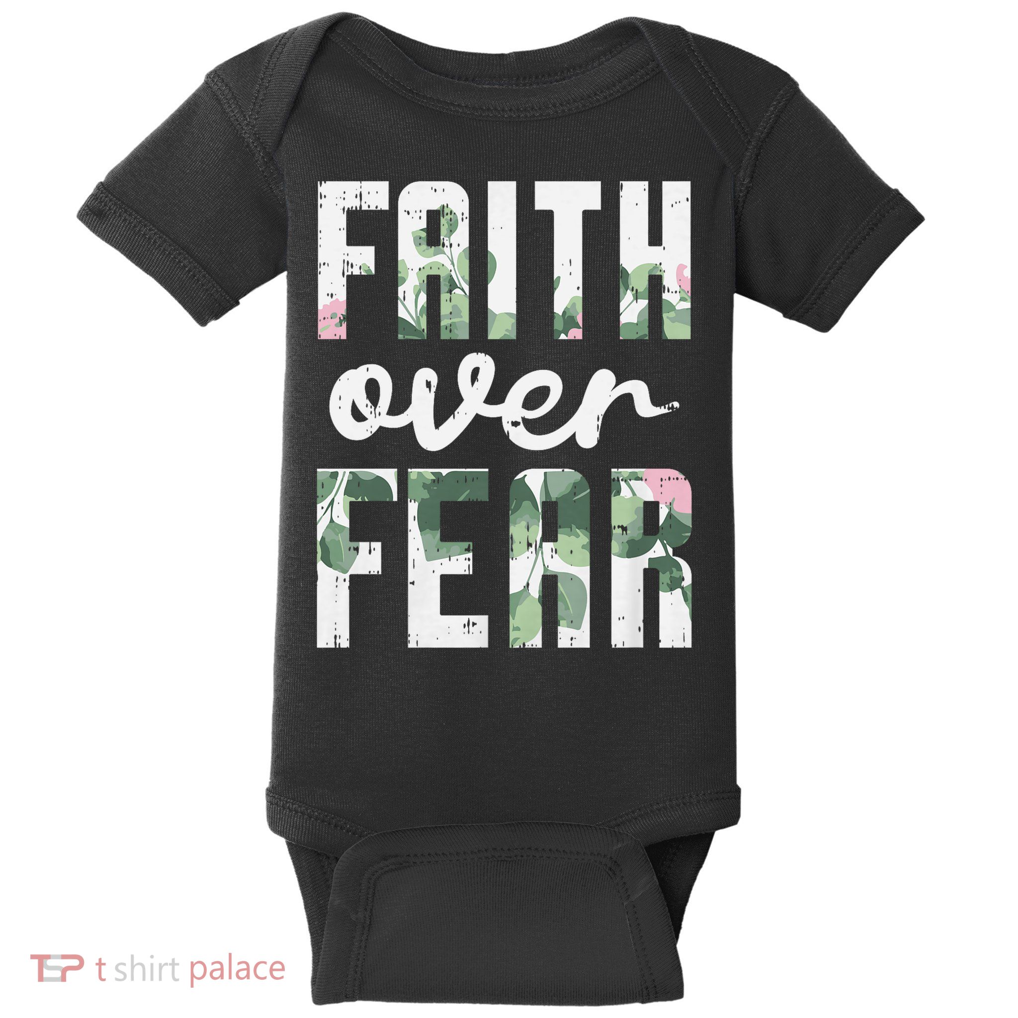 Faith Over Fear Jesus God Religious Spiritual Christian Gift Baby Bodysuit