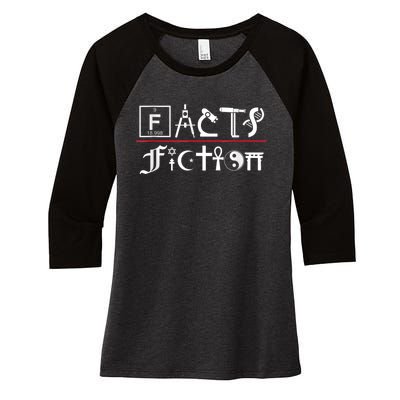 Facts Over Fiction Atheist Studies Women's Tri-Blend 3/4-Sleeve Raglan Shirt