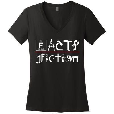 Facts Over Fiction Atheist Studies Women's V-Neck T-Shirt