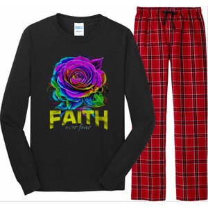 Faith Over Fear Christian Motivational Long Sleeve Pajama Set