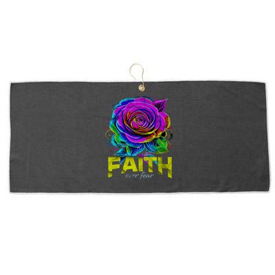 Faith Over Fear Christian Motivational Large Microfiber Waffle Golf Towel