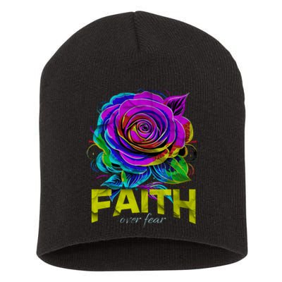 Faith Over Fear Christian Motivational Short Acrylic Beanie