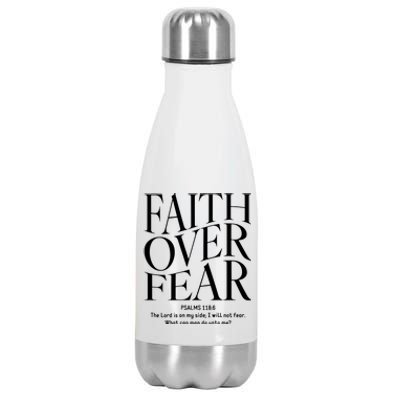 Faith Over Fear Christian Stainless Steel Insulated Water Bottle