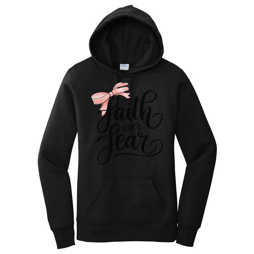 Faith Over Fear Bow Christian Teen Girl God Good Sister Women's Pullover Hoodie